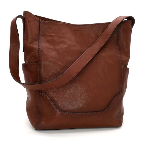 Frye Handbags - Frye Side Pocket Hobo Bag Shoulder Style DB323 Purse Cognac Brown Leather